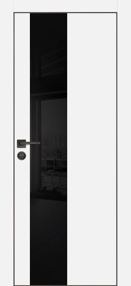 Фото Межкомнатная дверь PX-6 черная кромка с 4-х ст. Белый матовый